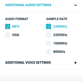 Text to speech converter voice settings